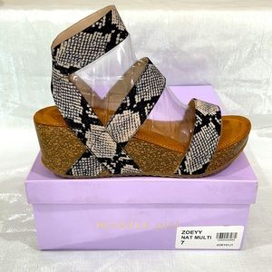 Madden Girl Tan & Black Strappy Platforms